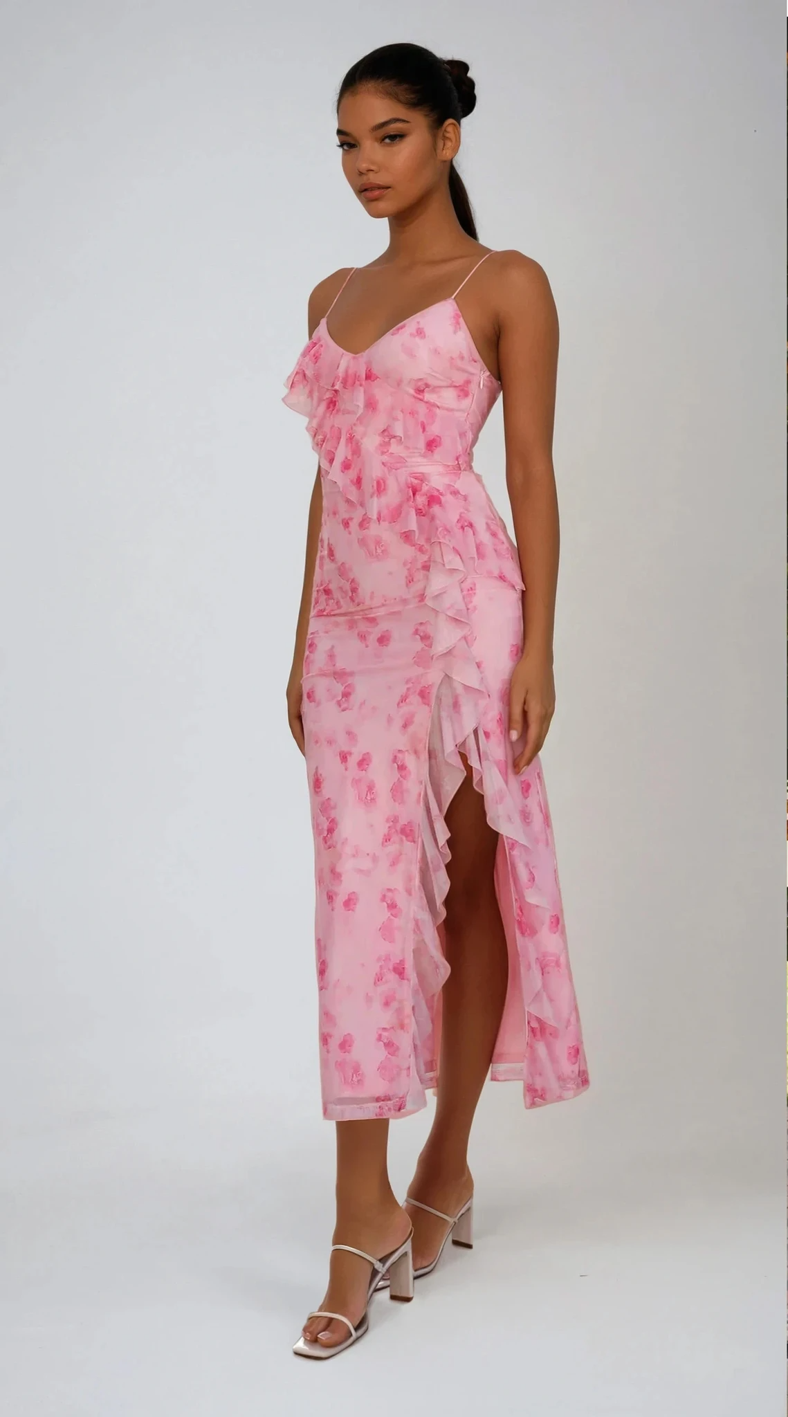 Debbie - Midi Dress - Pink Floral